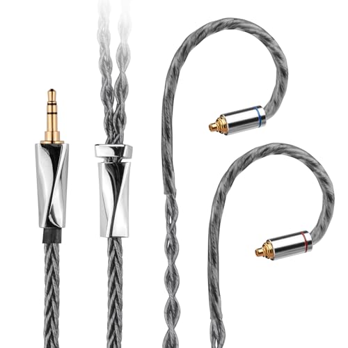 FAAEAL MMCX Connectors 8N Single Crystal Copper Silver Plated Mixed Cord Compatible with Sennheiser IE900 IE600 Shure SE535 SE315 UE900s TIN Audio T2 T3 BGVP Earphone 3.5mm Plug