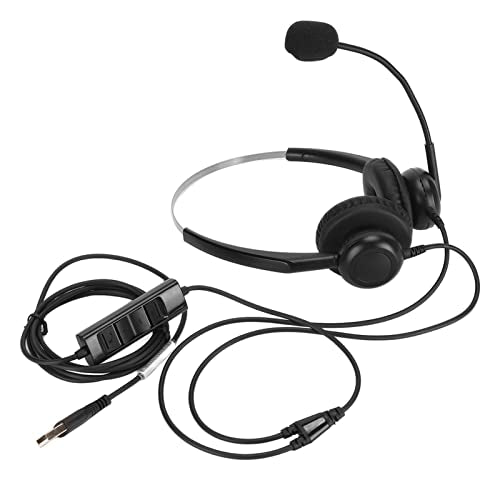 Professional Wired Business Headset Office Headset Telephone with Noise Canceling Microphone Clear Calls Hearing Adjustable Headband for Call Center Business Work (USB Interface) - size: USB interface