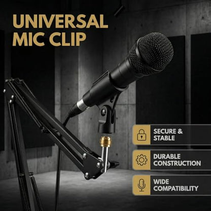Universal Microphone Clip Holder, Comes with 5/8" Male to 3/8" Female Screw Adapter Suitable for Handheld Microphones, 2-Pack