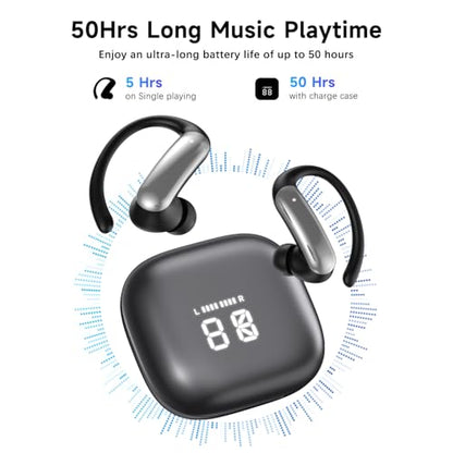 Wireless Ear Buds,Bluetooth Headphones with ENC Noise Cancelling,50H Playtime Earphones with LED Power Display,IPX4 Waterproof Earbuds for Sports/Workout,Smartphone,Laptop,Computer - color: Black