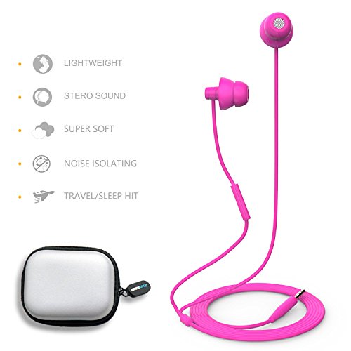 MAXROCK (TM Super Mini Total Soft Silicon Earbuds Headphones with Mic Music Sleep Choice for Cellphones Ipad Tablet Mp3 Laptop and Most 3.5mm Audio Player (Pink) - color: Pink