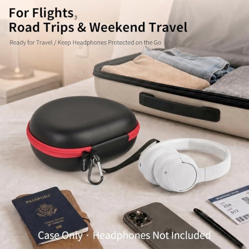 Comecase Headphone Case Compatible with JBL Tune 720BT 770NC, Black | Hard Shell Travel Storage for Foldable Over-Ear Headphones, with Mesh Pocket for Cables. Case Only, Headphones Not Included - color: Black