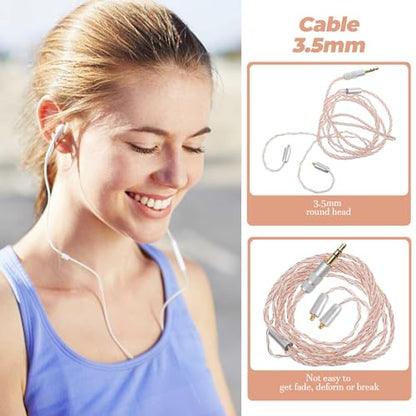 Kichvoe 5mm Silver-Plated Earphone Extension Cable 4-core Detachable Wired Headphone Replacement Cord for Home Audio and Portable Devices