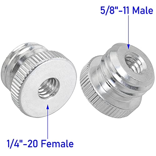 2PCS 1/4'' Female to 5/8'' Male Threaded Screw Adapter for Microphone Stand Mount Tripod Laser Level Adapter - size: 1/4'' Female to 5/8'' Male