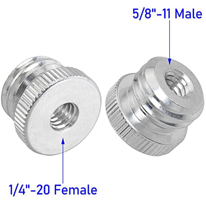2PCS 1/4'' Female to 5/8'' Male Threaded Screw Adapter for Microphone Stand Mount Tripod Laser Level Adapter - size: 1/4'' Female to 5/8'' Male