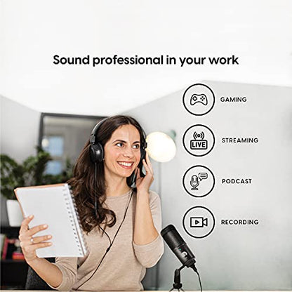 TALK WORKS USB Microphone with Tripod - External Microphone for Computer - Gaming, Streaming, Meetings, Podcasts, Recording and More - Adjustable and Portable with USB Cable Included