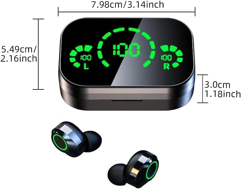 Long Playtime Touch Control True Wireless Earbuds/Headphones Bluetooth YD03, LED Charging Case, Bluetooth 5.3 with Built-in Mic for Sports, Work, Travel