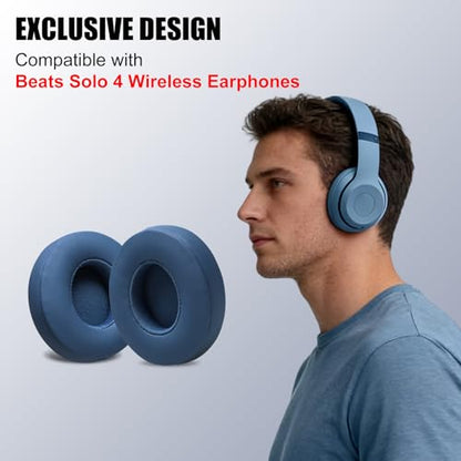 Replacement Ear Pads for Beats Solo 4 On-Ear Headphones, Pearl Powder | Includes Pry Bar Tool, Soft Protein Leather & Memory Foam Cushions