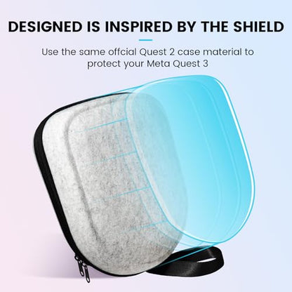 BnLnHOGVR Carrying Case Compatible with Oculus Meta Quest 3S/Quest 3/Quest 2, Apple Vision Pro VR Headsets Original Head Strap and Controller Accessories, Hard Shell Bag for Travel and Storage