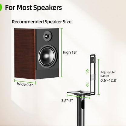 USX MOUNT Bookshelf Speaker Stands Pair, Height Adjustable Extends 32-42 inch for Rear Surround Sound Speakers, Floor Satellite Speaker Stands for Vizio Bose Sony JBL Klipsch Polk, Max Load 11 lbs - size: 32" to 42"