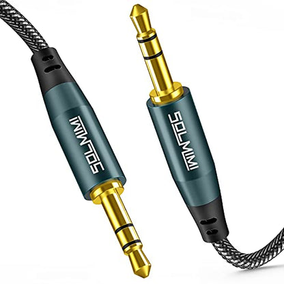 3.5mm Male to Male Stereo Audio Cable (4 Feet/1.2m) Strong Nylon Braided TRS Stereo Hi-Fi Sound AUX Cord for Car, Headphones, Speakers, Smartphones, Home Stereos - Green - size: 4 FT