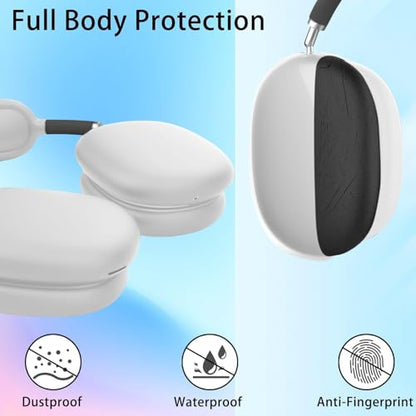 Silicone Case for AirPods Max 2/1 (2026/2024/2020), Clear Soft Light Ear Pad Case/Ear Cups Cover/Headband Shell，Ultra Protective Cover for AirPods Max (USB-C) Case (Clear White) - color: A6-Clear + White