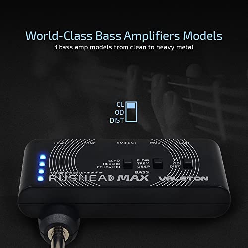 Valeton Rushead Max Bass USB Chargable Portable Pocket Bass Headphone Amp Carry-On Bedroom Plug-In Multi-Effects - color: Bass