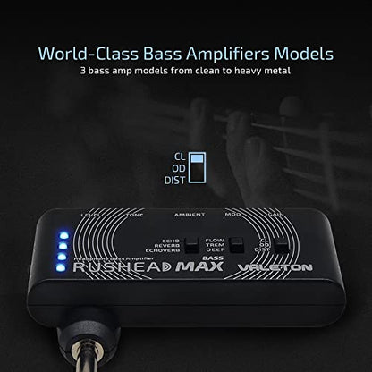 Valeton Rushead Max Bass USB Chargable Portable Pocket Bass Headphone Amp Carry-On Bedroom Plug-In Multi-Effects - color: Bass