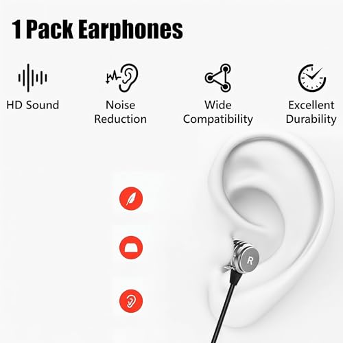 LERMX in-Ear Headphones with Microphone Noise Isolating Earbud Tips with 3.5mm Cable for Phones