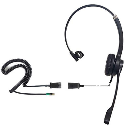 IPD IPH-250 Office Phone Headset with Noise Cancelling Microphone | Ideal for call centers. Landline compatible with Yealink SIP, Snom, Grandstream & LG. - color: 250-BL-LEAT