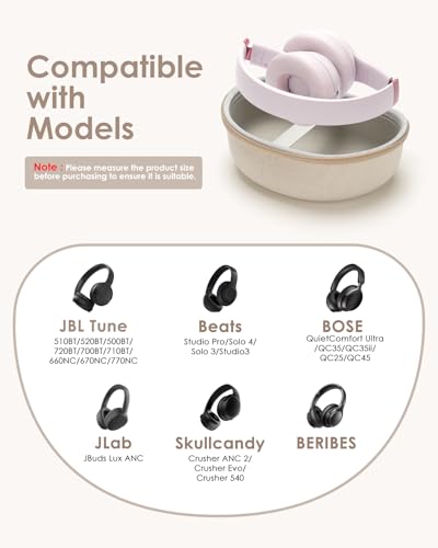 Hard Headphone Case for Beats/Skullcandy/JBL Tune/Bose/JLab/BERIBES/TOZO - color: Beige