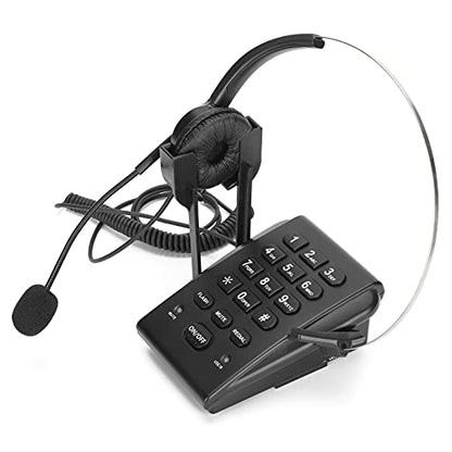 HT700 Corded Telephone with Headset Omnidirectional Microphone Call Center Phone Hands-Free Wired for Office Home, 330° Rotating Headset, Volume Adjustable, No Battery Needed