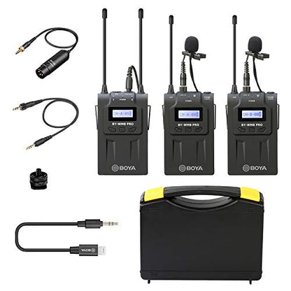 BOYA Dual Wireless Lavalier Microphone Smartphone, Dual-Channel System 2 Transmitter & 1 Receiver for DSLR Camera Recorder iPhone 11 X 8 7 6 Samsung YouTube Street Interview Facebook Livesteam Vblog