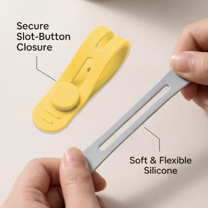28Pcs Silicone Cable Ties, Reusable & Washable with Locking Buckles, Adjustable Fastening Multipurpose Cord Organizer, High Elasticity Cable Management Organizer
