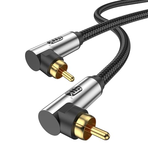 EMK 90 Degree Subwoofer Cable,RCA Male to Male Digital Coaxial Audio Cable for Television, DVD Player, Gaming Console, Projector, Speaker (90 Degree to 90 Degree, 3FT/1M) - size: 3 ft, style: 90 Degree to 90 Degree