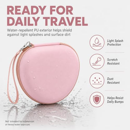 COMECASE Case for Beats Solo 4/Studio Pro Headphones with Mesh Pocket | Water-Resistant Hard Shell, Mesh Pocket for Cables, Travel Storage, Fits Solo 2/3, Solo Pro and Studio3, Cloud Pink, Bag Only - color: Pink