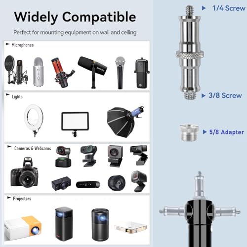 Microphone-Ceiling-Holder,Telescoping Mic Wall-Mount Boom Arm for Blue Yeti USB Nano Snowball and Logitech G Yeti-Orb,Yeti GX Microphones Gaming Podcast Streaming