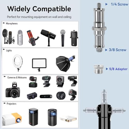 Microphone-Ceiling-Holder,Telescoping Mic Wall-Mount Boom Arm for Blue Yeti USB Nano Snowball and Logitech G Yeti-Orb,Yeti GX Microphones Gaming Podcast Streaming
