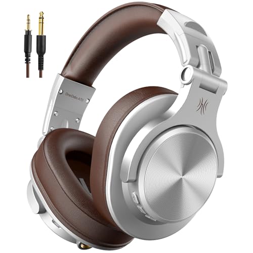 OneOdio A70 Bluetooth Over-Ear Headphones, Hi-Res Wired DJ Studio - Silver | Wireless over-ear headphones with 72H playtime, 3.5mm/6.35mm wired jacks for studio monitoring, mixing, guitar, amp and PC - color: Silver