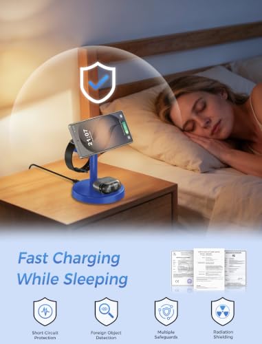 Magnetic Wireless Charger for Samsung, 3 in 1 Super Fast Charging Station Compatible with MagSafe, Phone Charger Stand for Samsung Galaxy S26 Ultra S25 Z Fold/Flip 8, Watch Ultra 8 7 6, Buds 4/3 Pro - color: NavyBlue