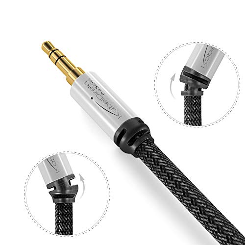 KabelDirekt – 3.5mm Aux Audio Cord – 2ft | Headphone & aux cable for iPhone/car/laptop, auxiliary cord, 3.5mm male to male, nylon - size: 2 ft, style: Braided Stereo Jack Cable