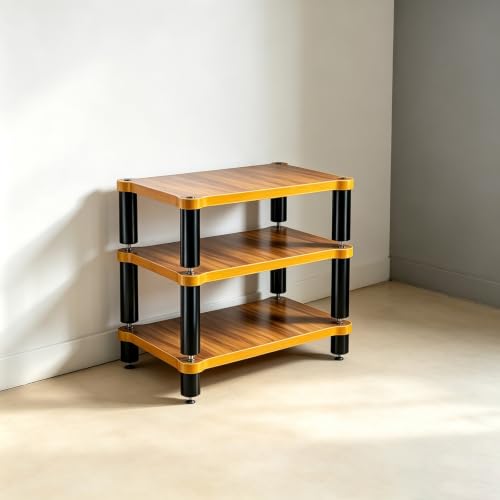 Audio Rack Shock Absorbing Foot Metal Bracket, Solid Wood Board Open Audio Equipment Stand, for Living Room Recording Studio Gaming Room Home Theater | 61*60cm/24*23.6in - size: 61*60cm/24*23.6in