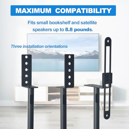Speaker Stands, Adjustable Height from 33" to 48", 2 Packs | All Metal Speaker Stands Pair for Small Speakers，Holds up to 8.8 lbs,Easy DIY Assembly,HD-718,Black