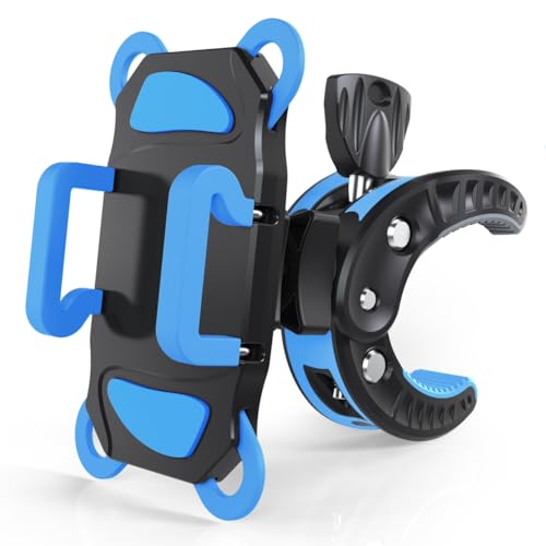 Crescendo CR-30 SlimClip Mic Stand Phone Holder, iPhone Clamp Mount, Pole Phone Mount, Microphone, Music or Drum Stand, Mic/Phone Clip - for iPhone, Samsung Galaxy, Pixel, Any Smartphone (Blue) - color: Blue