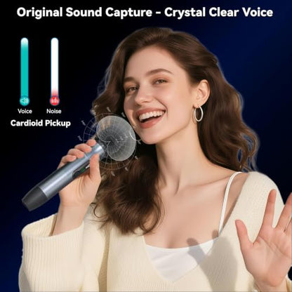 Handheld Wireless Microphone 2Pack with Single Receiver,CarryBag,Blue | all-metal body,200 feet,noise reduction,6.35plug&3.5mmadapter,swappable battery;karaoke,party,weddings,indoor&outdoor stage