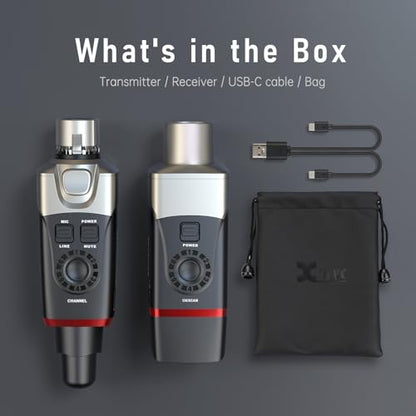 Xvive U35 Wireless Microphone System 5.8GHz Wireless XLR Transmitter and Receiver for Dynamic Microphone, Audio Mixer, PA System, Channel Scan Mode - color: U35