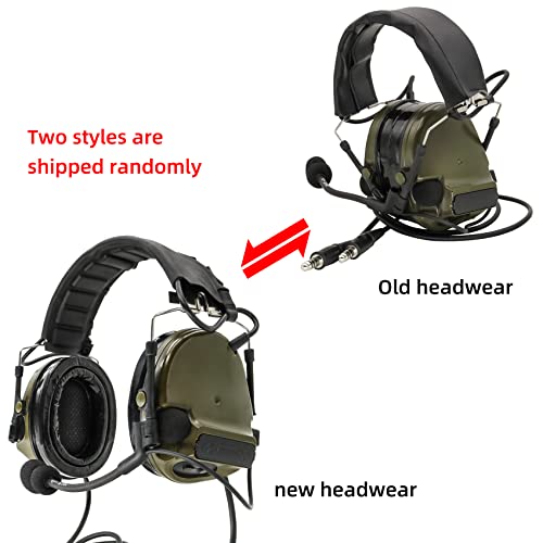 HEARFALCOM Dual Communication Tactical Headset with PTT Adapters U94 PTT Compatible with UV-5R, UV-82 Walkie Talkie Suitable for Airsoft Sports, Hunting, Hearing Protection(FG) - color: Green