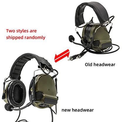 HEARFALCOM Dual Communication Tactical Headset with PTT Adapters U94 PTT Compatible with UV-5R, UV-82 Walkie Talkie Suitable for Airsoft Sports, Hunting, Hearing Protection(FG) - color: Green