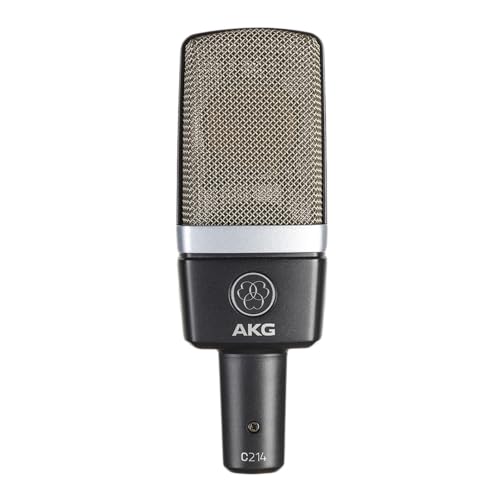 AKG Pro Audio C214 Studio Grade Professional Large Diaphragm, Single Capsule, Vocal and Instrument Condenser Microphone with Rugged Aluminum Carrying Case. XLR Connector. Gray with Gold - style: C214