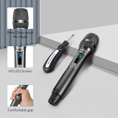 Wireless Karaoke Microphone, No Delay Handheld Microphone System with Rechargeable Receiver, Suitable for Singing, Teaching, Church, Weddings, and DJ Events (Black, 1 Microphone) - size: 1 Microphone
