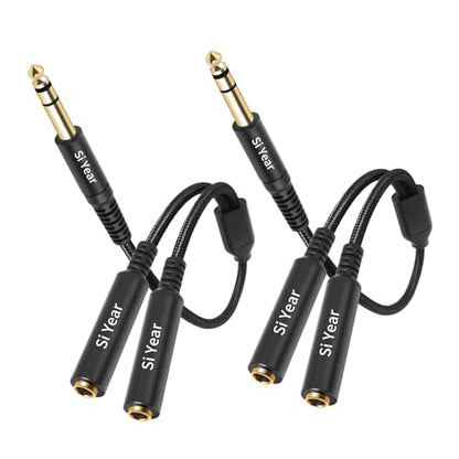 1/4" Splitter Cable, 6.35mm TRS to Dual 1/4 inch Female Stereo Y Headphone Splitter Cable for Studio,DJ,Amplifier,Karaoke, Live Sound Systems etc(30cm /2PACK) - size: 6.35M-2x6.35F(2pack)