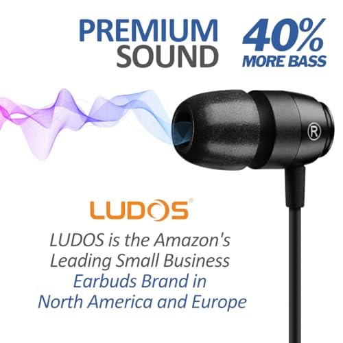 LUDOS Clamor 2 PRO Wired Earbuds in-Ear Headphones, 5 Years Warranty, Earphones with Microphone, Noise Isolating Ear Buds, Memory Foam for iPhone, Samsung, School Students, Kids, Women, Small Ears - style: 3.5 mm