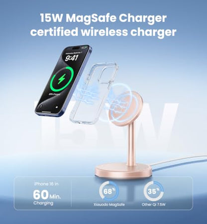 Magnetic Wireless Charger, 2-Pack 25W Fast Mag-Safe Stand for iPhone 17-12 | Fast Magnetic Wireless Charging Station for iPhone 17/17 Air/17 Pro/17 Pro Max, 16/15/14/13/12 Series and AirPods - color: Pink