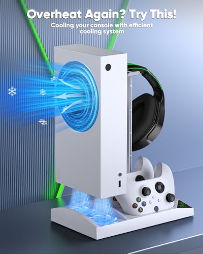 MENEEA Charger Stand Cooling Fan for Xbox Series S Console&Controller,White - color: White