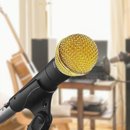 Musiin Mic Replacement Grille Compatible with SM58, BETA 58A(Gold 2 Pack) | SM58-LC, SM58S, SV100, PGX24, SLX4 Microphone Head Cap