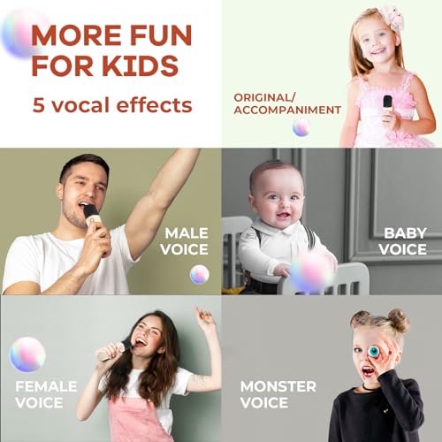YLL Mini Karaoke Machine with 2 Wireless Microphones for Kids Adults, Portable Bluetooth Speaker Gift for Girls Boys Toys 3, 4, 5, 6, 7, 8, 10, 12+ Years Old Teens Birthday Home Family Party (Cream) - color: Cream