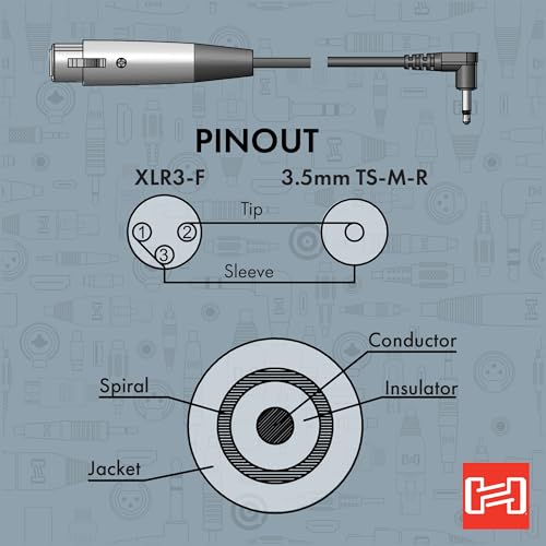 Hosa XVM-305F 5 Feet Right-Angle 1/8 Inches TS to XLR Female Cable | Microphone connection to portable recorders with 5 foot length, XLR3F connector and right angle 3.5mm TS plug