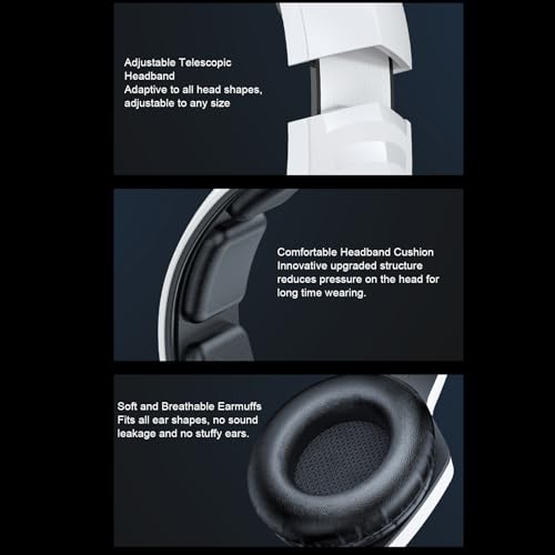 Gaming Headset, Gaming Headphone Memory with Foam Ear Cushions, Active Noise Cancelling Mic 3.5mm Wired Connection PC Gaming Headphone for (White) - color: White