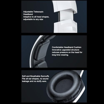 Gaming Headset, Gaming Headphone Memory with Foam Ear Cushions, Active Noise Cancelling Mic 3.5mm Wired Connection PC Gaming Headphone for (White) - color: White