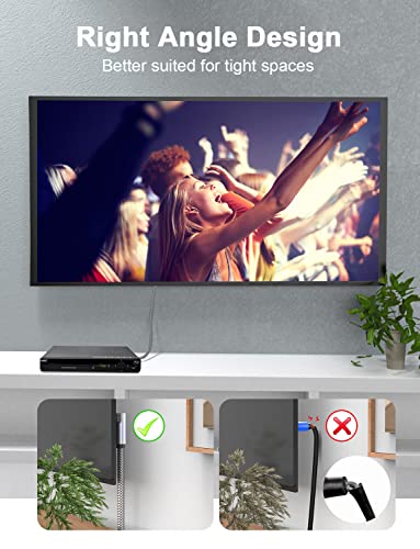 90 Degree Optical Audio Cable 6ft/2M Double Right Angle Optical Cable 360 Degree Free-Rotating Plug Digital Audio Optical Cable for Home Theater, Sound Bar,TV-Grey - color: Grey-Dual 90 Degree Optical Cable, size: 6ft/2M